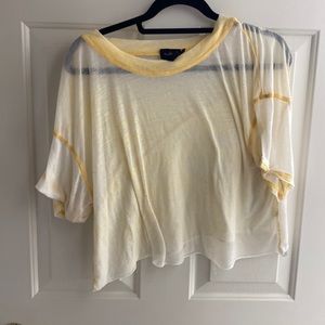 Sheer yellow crop t shirt